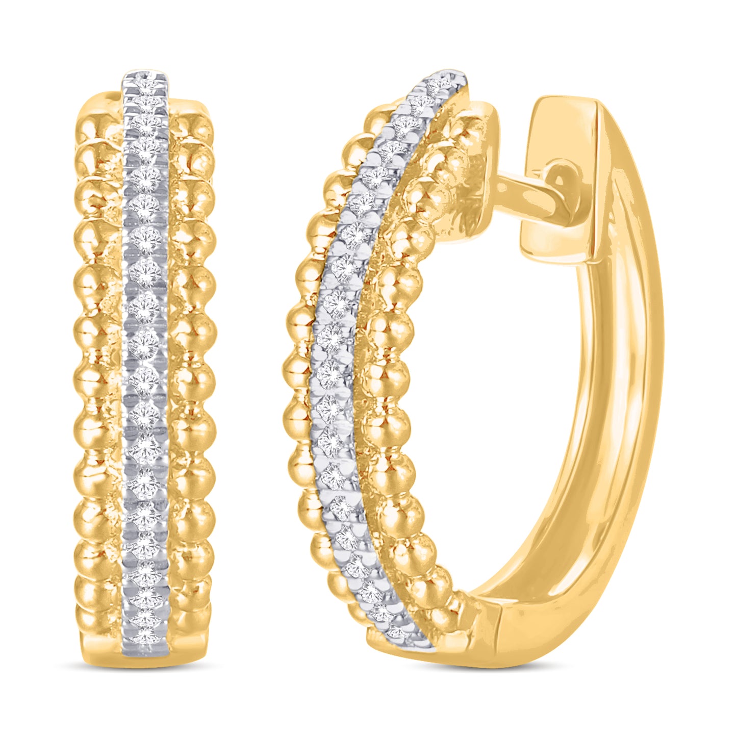 10 Karat Yellow Gold 0.07 Carat Diamond Classic Hoops-0125955-YG