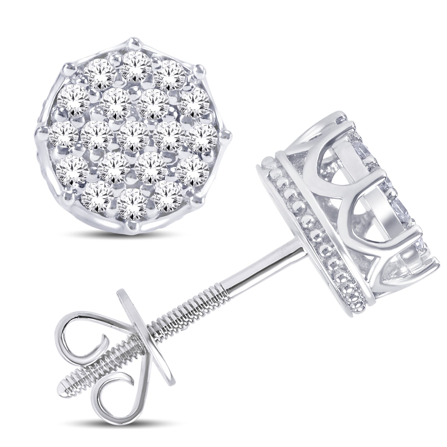 10 Karat White Gold 0.20 Carat Diamond Round Earrings-0125998-WG