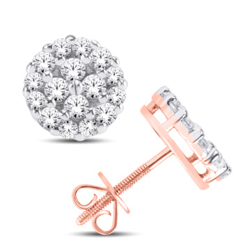 10 Karat Rose Gold 1.00 Carat Diamond Round Earrings-0126818-RG