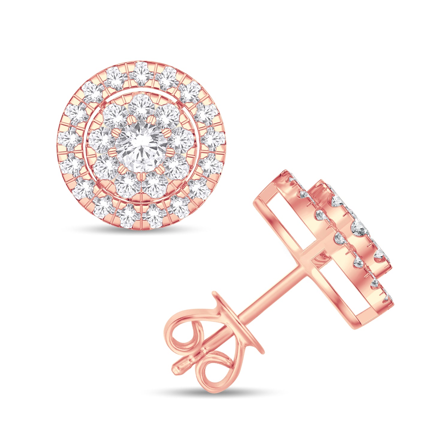10 Karat All Rose Gold 0.95 Carat Diamond Round Earrings-0126825-ALR