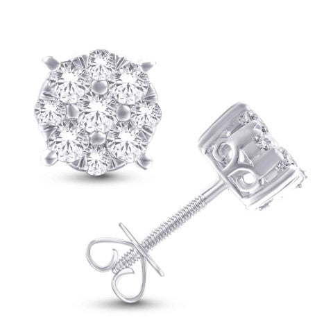 10 Karat White Gold 0.47 Carat Diamond Round Earrings-0128033-WG