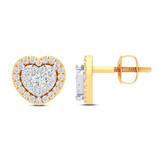 10 Karat Two-tone (Yellow and White) Gold 0.50 Carat Diamond Heart Earrings-0129129-YW
