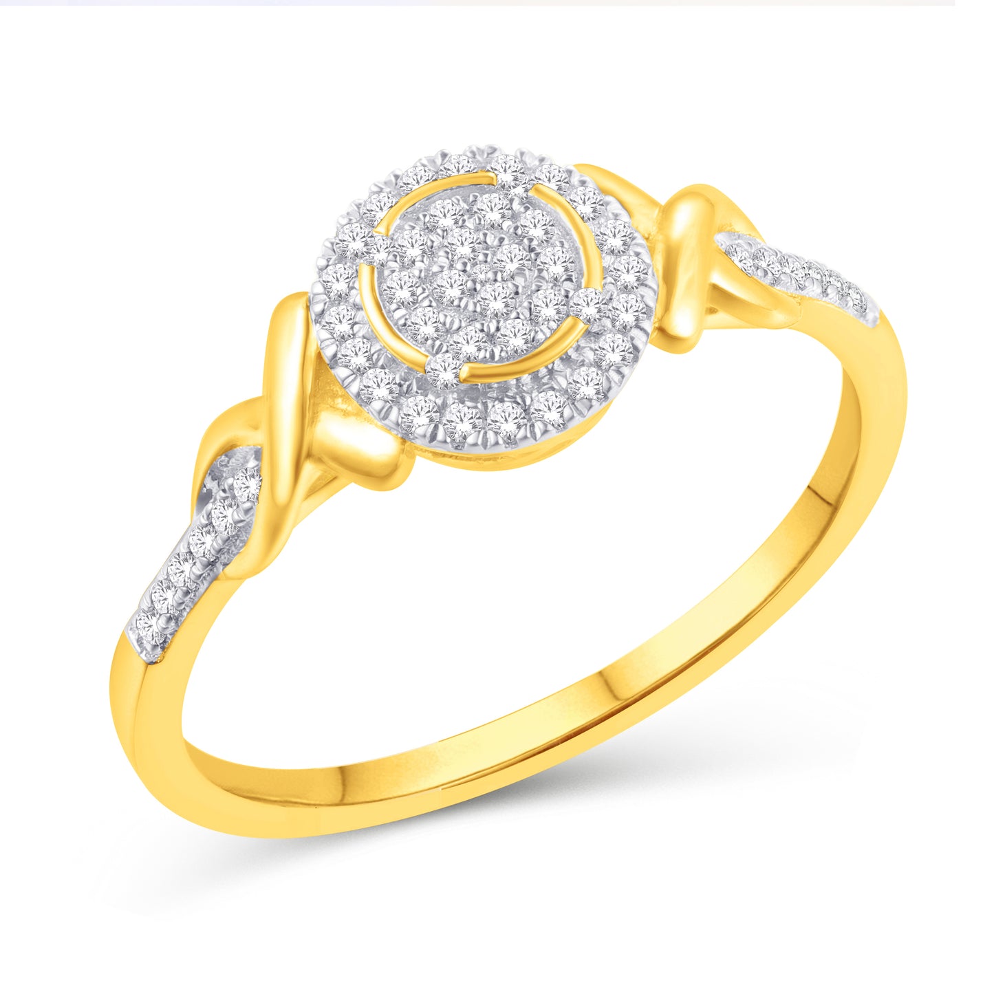10 Karat Yellow Gold 0.16 Carat Diamond Round Ladies Ring-0226915-YG