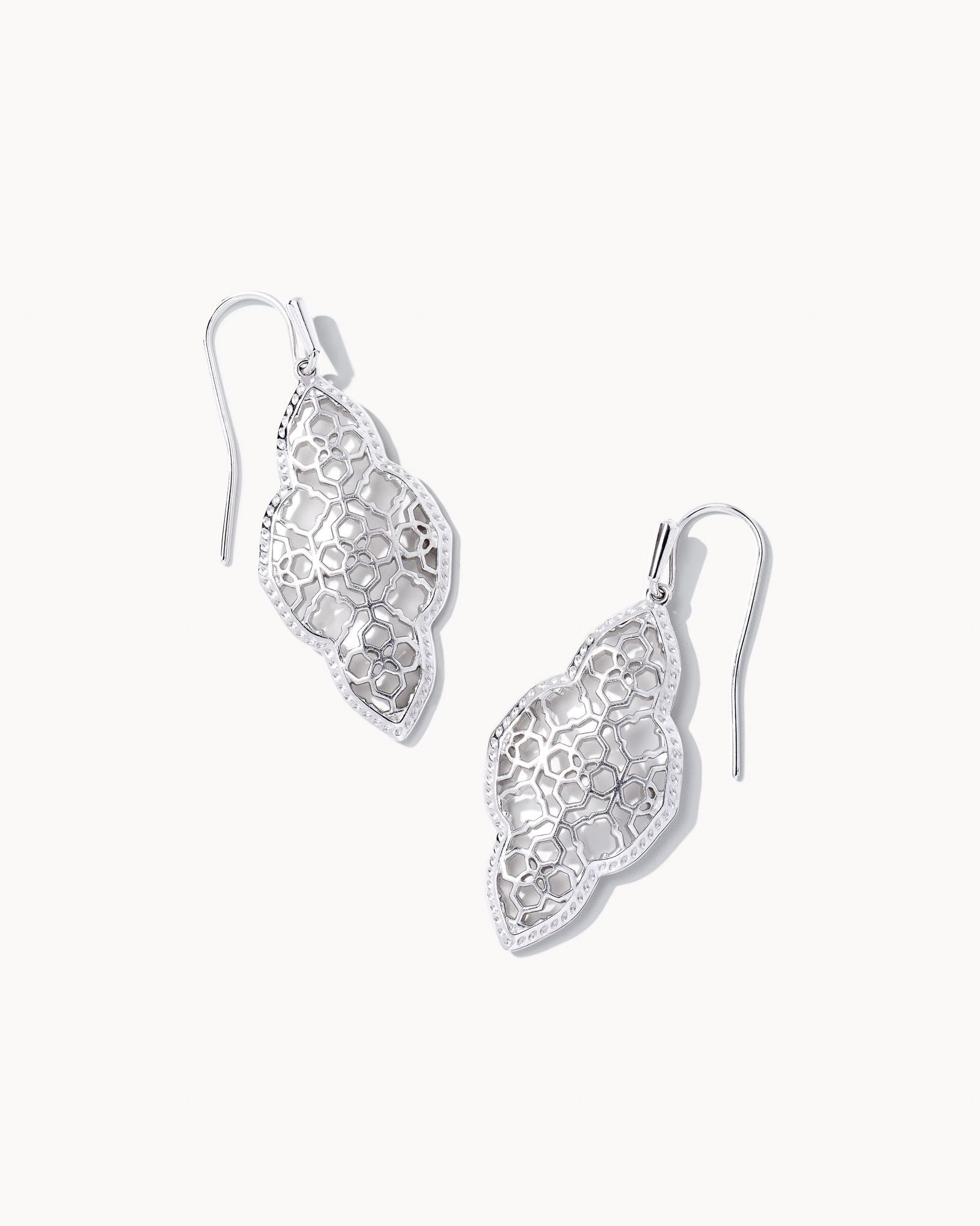 Kendra Scott ABBIE DROP EARRINGS 9608800108 B1367GLD 1.61'L X 0.64'W RHODIUM METAL