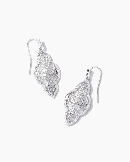 Kendra Scott ABBIE DROP EARRINGS 9608800108 B1367GLD 1.61'L X 0.64'W RHODIUM METAL