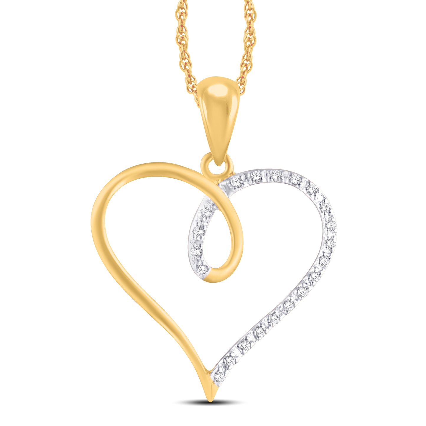 10 Karat Yellow Gold 0.05 Carat Diamond Heart Pendant-0825069-YG