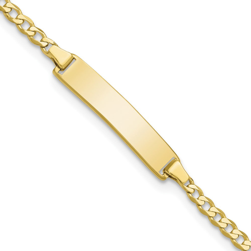 Quality Gold 10k Flat Curb Link ID Bracelet Gold     