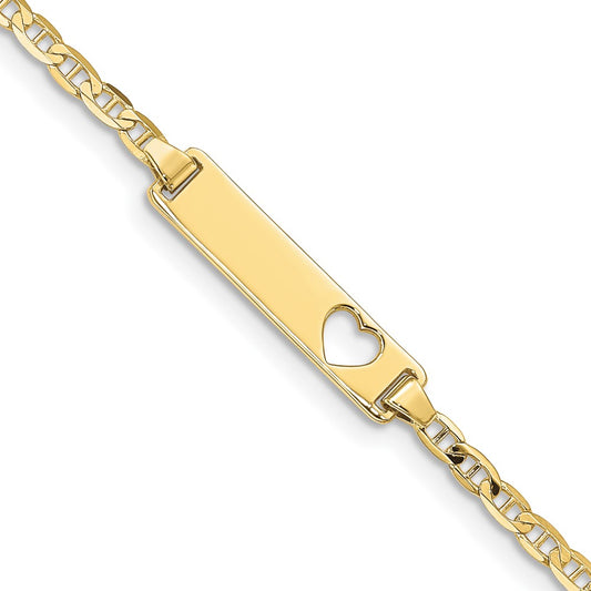 Quality Gold 10k Flat Anchor Link ID Bracelet Gold     