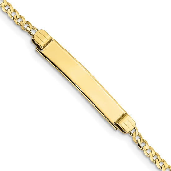 Quality Gold 10k Flat Curb Link ID Bracelet Gold     