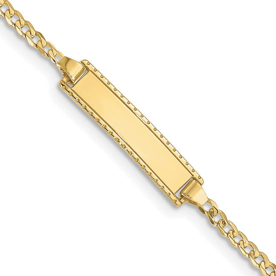 Quality Gold 10k Flat Curb Link ID Bracelet Gold     