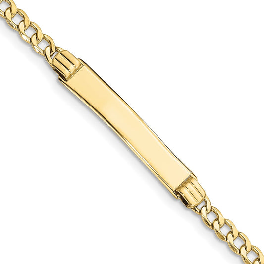 Quality Gold 10k Semi-solid Curb Link ID Bracelet Gold     