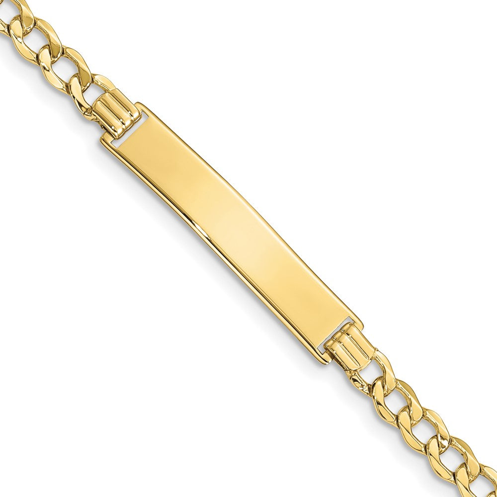 Quality Gold 10k Semi-solid Curb Link ID Bracelet Gold     