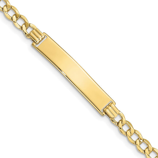 Quality Gold 10k Semi-solid Curb Link ID Bracelet Gold     