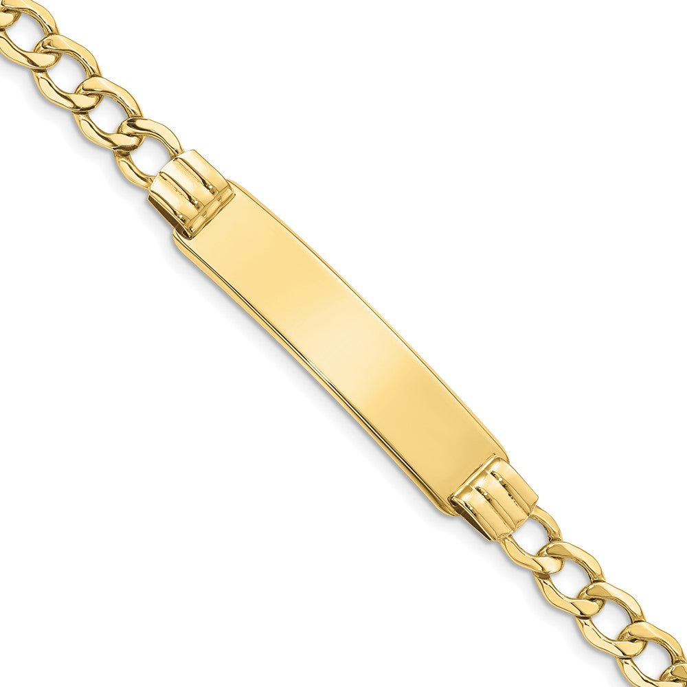 Quality Gold 10k Semi-solid Curb Link ID Bracelet Gold     