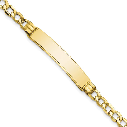 Quality Gold 10k Semi-solid Curb Link ID Bracelet Gold     