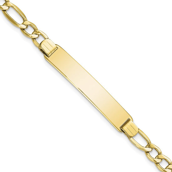 Quality Gold 10k Semi-solid Figaro Link ID Bracelet Gold     