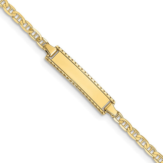 Quality Gold 10k Flat Anchor Link ID Bracelet Gold     