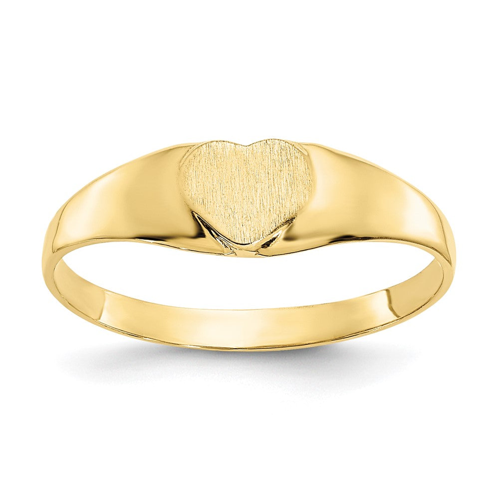 Quality Gold 10k Satin Child's Heart Signet Ring Gold