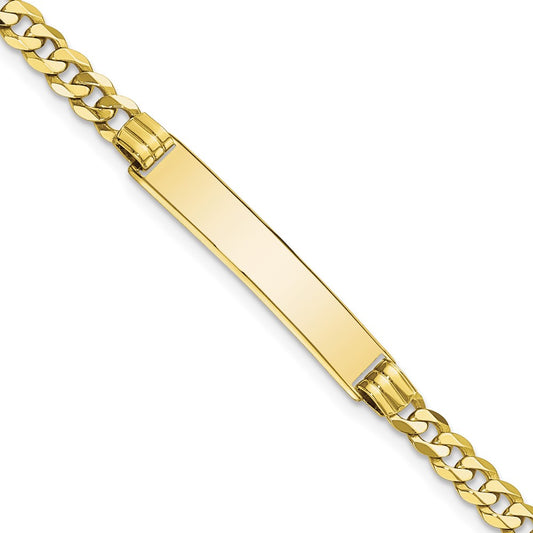 Quality Gold 10k Flat Curb Link ID Bracelet Gold     