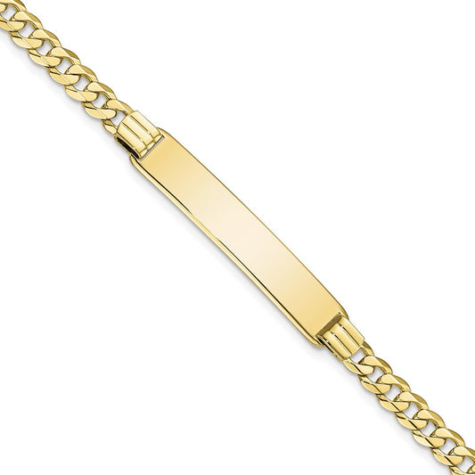 Quality Gold 10k Flat Curb Link ID Bracelet Gold     