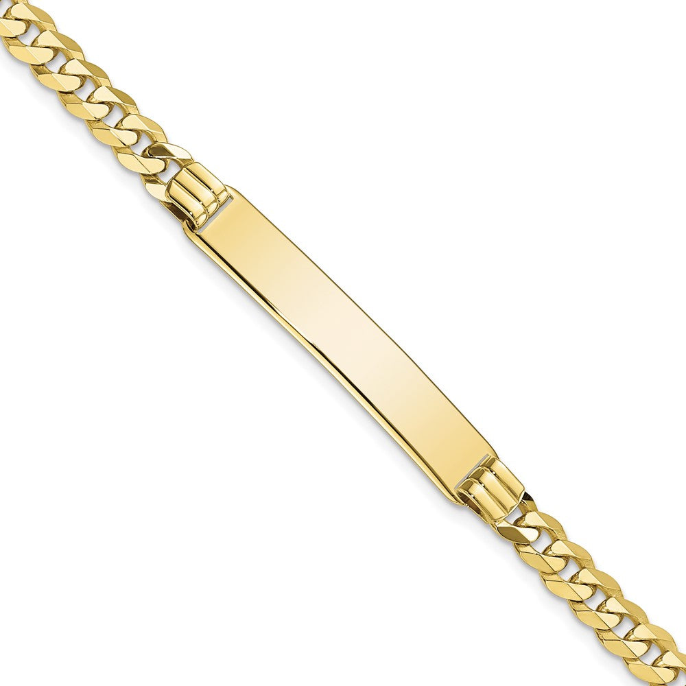 Quality Gold 10k Flat Curb Link ID Bracelet Gold     