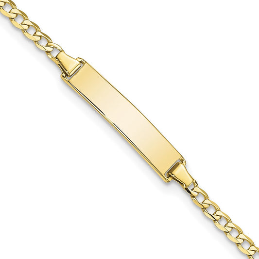 Quality Gold 10k Flat Curb Link ID Bracelet Gold     