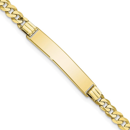 Quality Gold 10k Flat Curb Link ID Bracelet Gold     