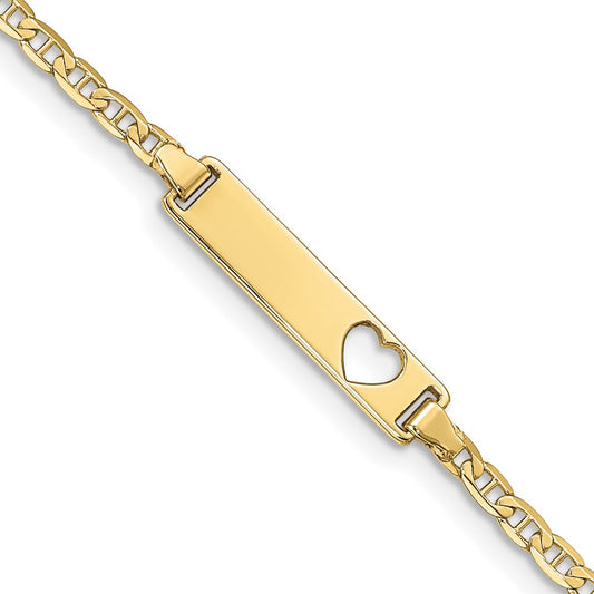 Quality Gold 10k Flat Anchor Link ID Bracelet Gold     