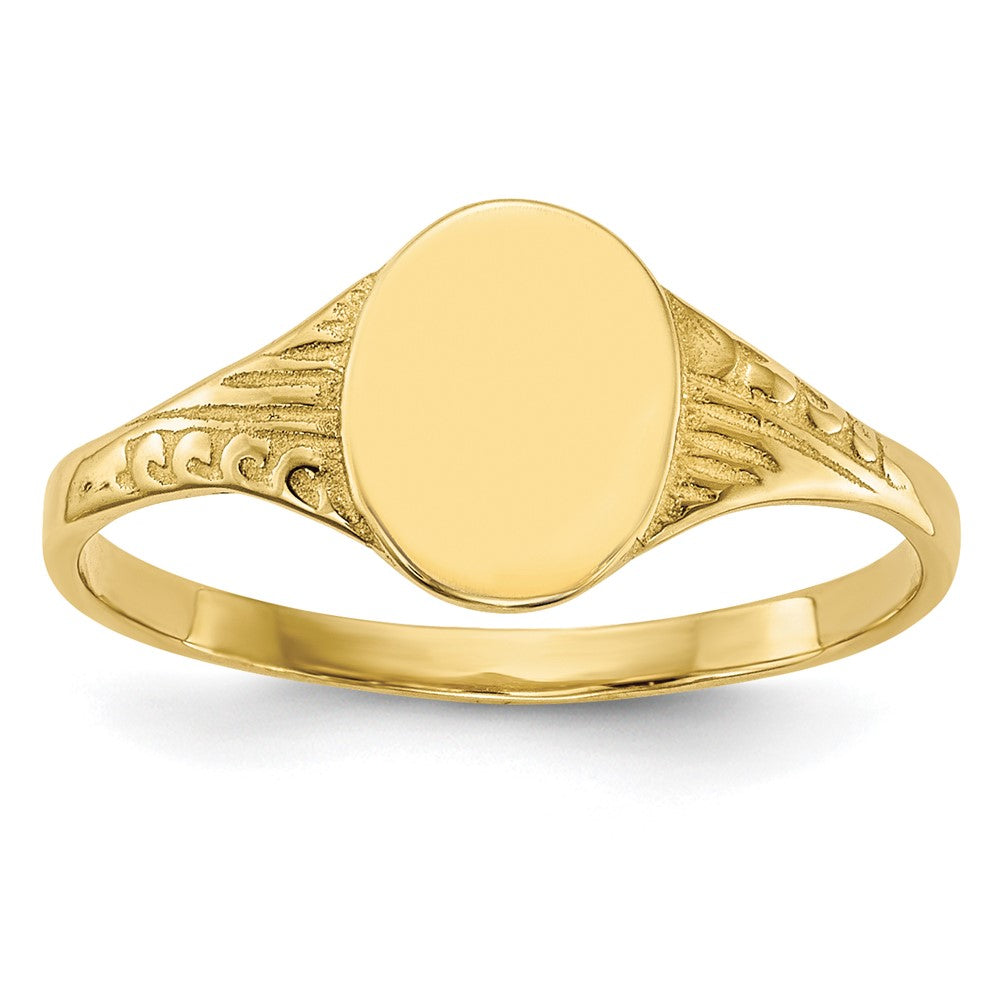 Quality Gold 10K Oval Polished Child Signet Ring Gold