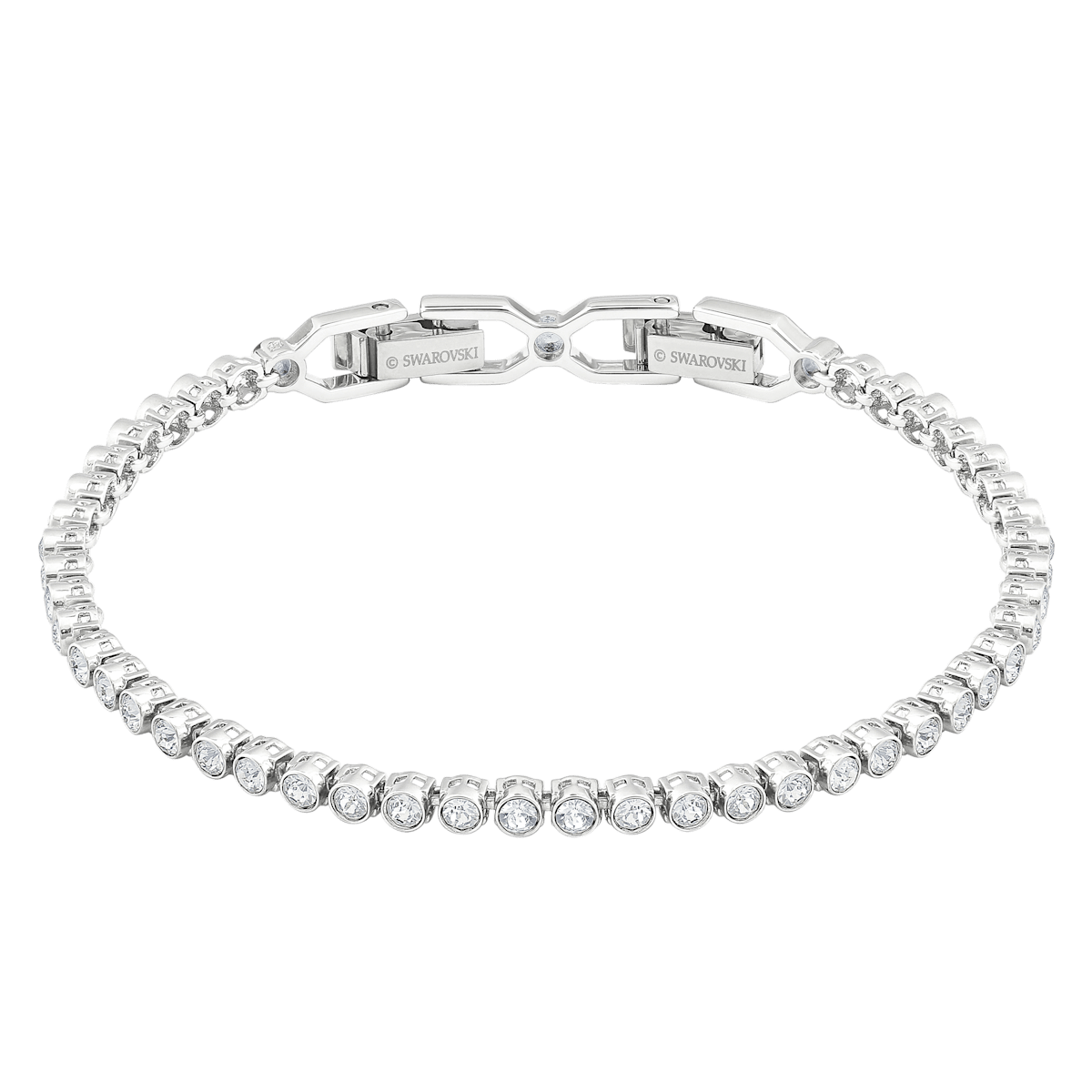 Emily bracelet, Round cut, White, Rhodium plated