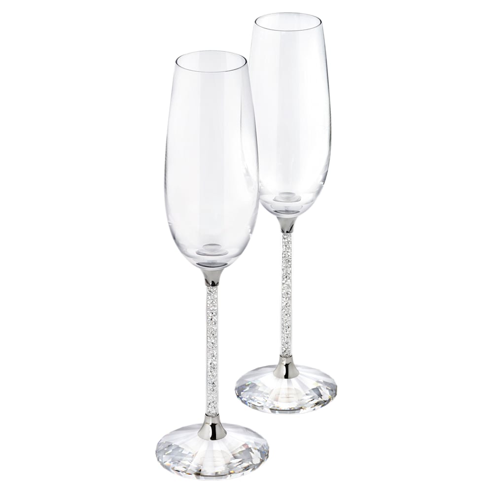 Swarovski Crystalline Toasting Flutes (Set of 2) CRYSTALS Silver tone