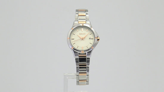 Load and play video in Gallery viewer, SEIKO Women&amp;#39;s Two-Tone Stainless Steel White Dial Watch SUR416
