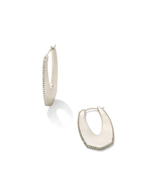 Kendra Scott ADELINE HOOP EARRINGS 9608801006 N1763GLD 1.49'L X 0.79'W RHODIUM METAL