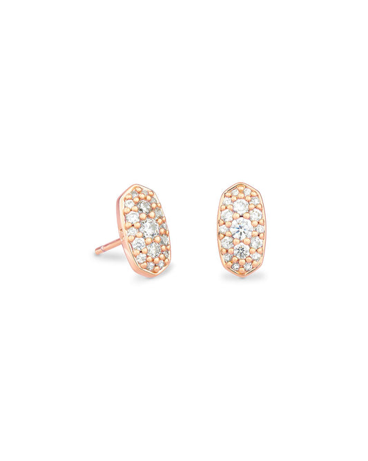 Kendra Scott GRAYSON CRYSTAL STUD EARRINGS 4217719673 E1788RHD 0.41'L X 0.22'W ROSE GOLD METAL WHITE CZ