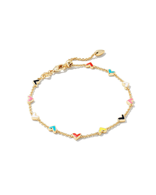 Kendra Scott HAVEN HEART DELICATE CHAIN BRACELET 9608800169 R1206GLD 6.9' L WITH 0.7'L EXTENDER 0.28' W GOLD MULTI MIX