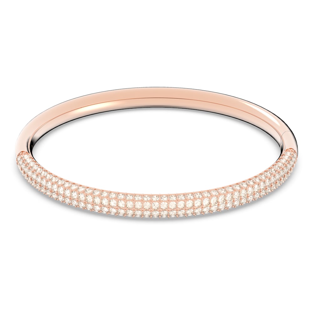 Load image into Gallery viewer, Stone bangle, White, Rose gold-tone plated
