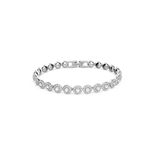 Angelic bracelet, Round cut, Pavé, Small, White, Rhodium plated