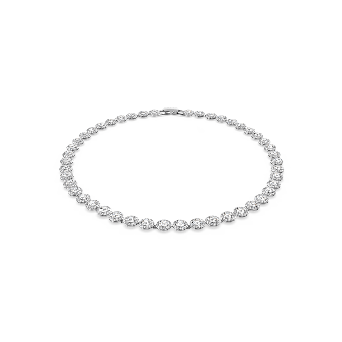 Angelic necklace, Round cut, White, Rhodium plated