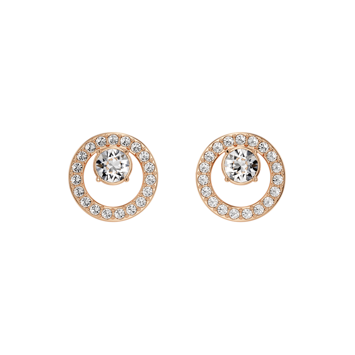 Creativity stud earrings, White, Rose gold-tone plated