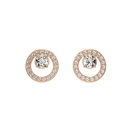 Creativity stud earrings, White, Rose gold-tone plated