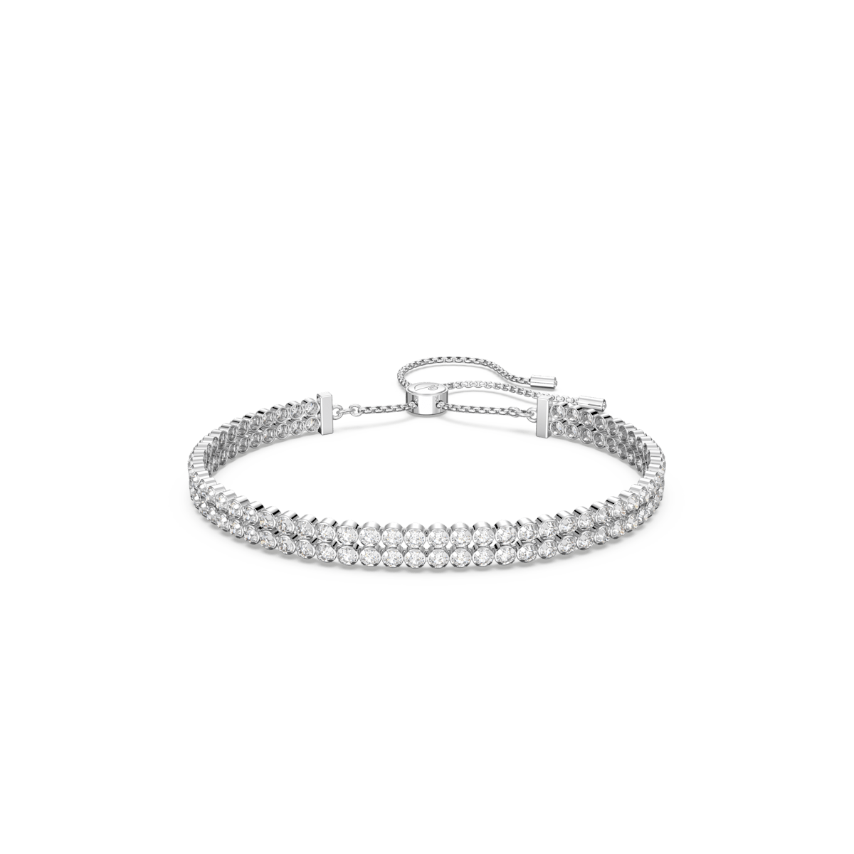 Subtle bracelet, Round cut, White, Rhodium plated