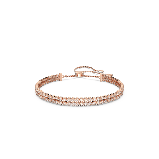 Subtle bracelet, Round cut, White, Rose gold-tone plated