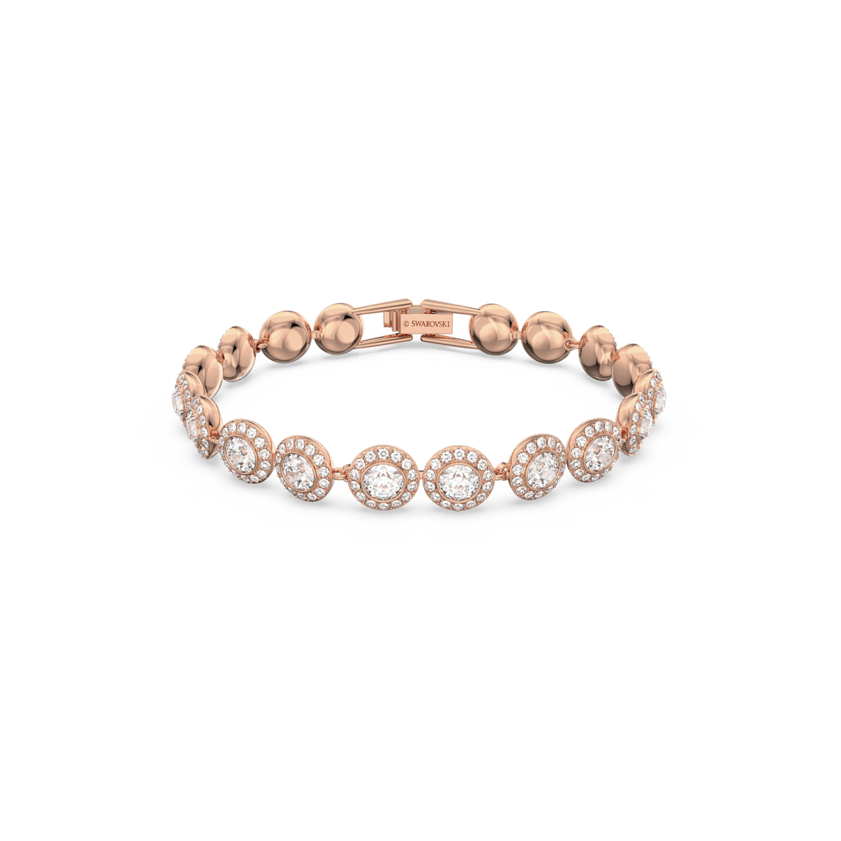 Angelic bracelet, Round cut, Pavé, Medium, White, Rose gold-tone plated