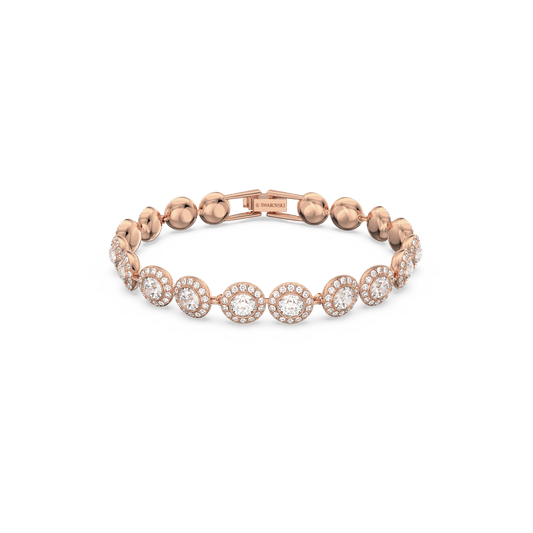 Angelic bracelet, Round cut, Pavé, Medium, White, Rose gold-tone plated