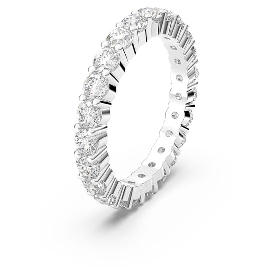 Vittore XL ring, Round cut, White, Rhodium plated