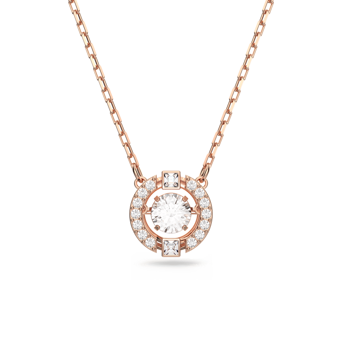 Swarovski Sparkling Dance necklace, Round cut, White, Rose gold-tone plated