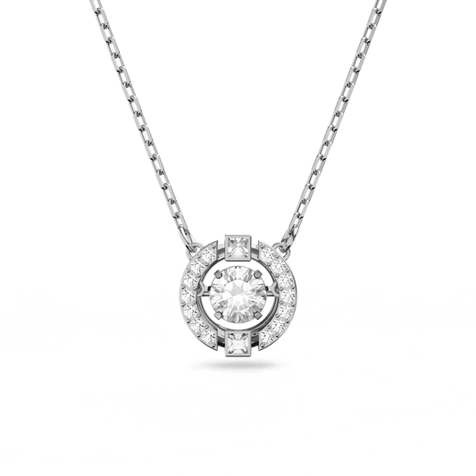 Swarovski Sparkling Dance necklace, Round cut, White, Rhodium plated