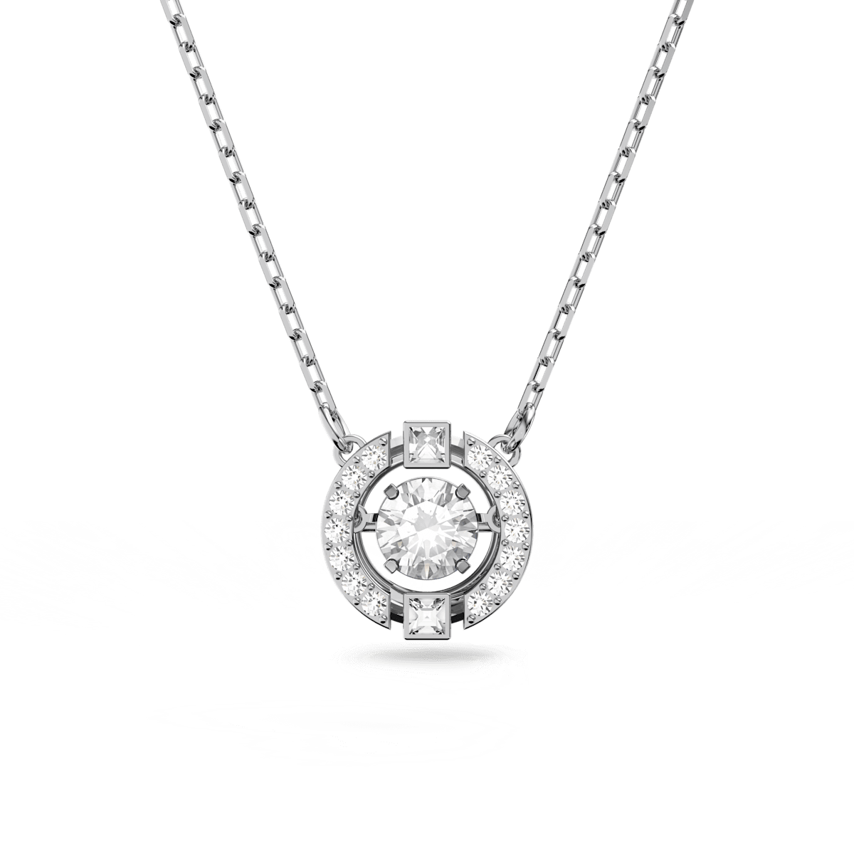 Swarovski Sparkling Dance necklace, Round cut, White, Rhodium plated