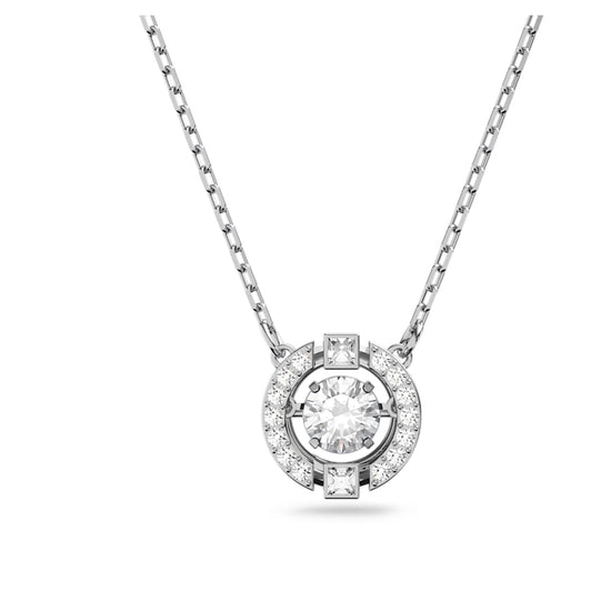 Load image into Gallery viewer, Swarovski Sparkling Dance necklace, Round cut, White, Rhodium plated
