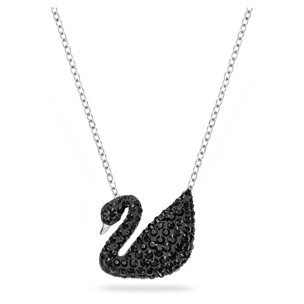 Load image into Gallery viewer, Swarovski Iconic Swan pendant, Swan, Medium, Black, Rhodium plated
